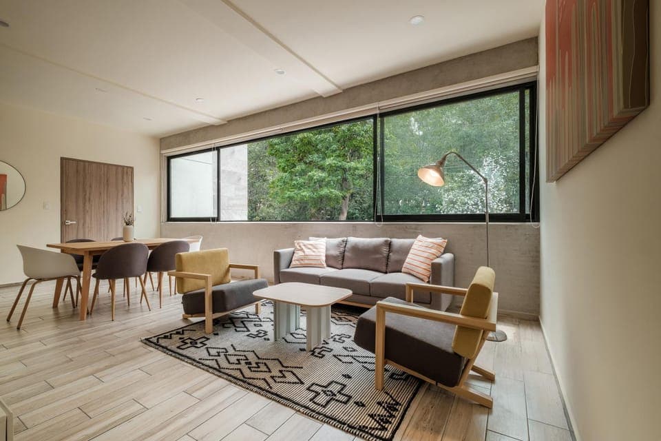 Living room, Seating area, Dining area