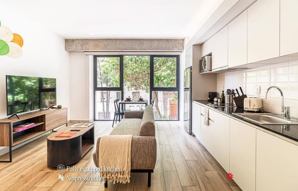 Coffee/tea facilities, Kitchen or kitchenette, Living room, Seating area, Dining area, pet friendly, stove