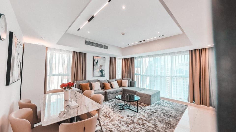 Living room, Seating area, Dining area, air conditioner