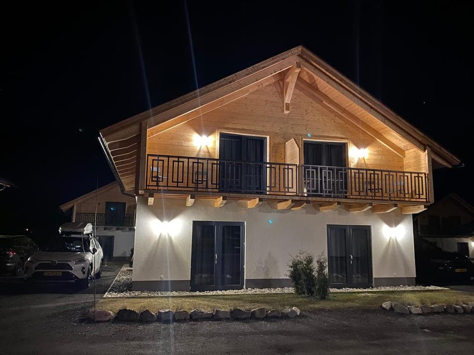 Property building, Night, Garden, Balcony/Terrace, Parking