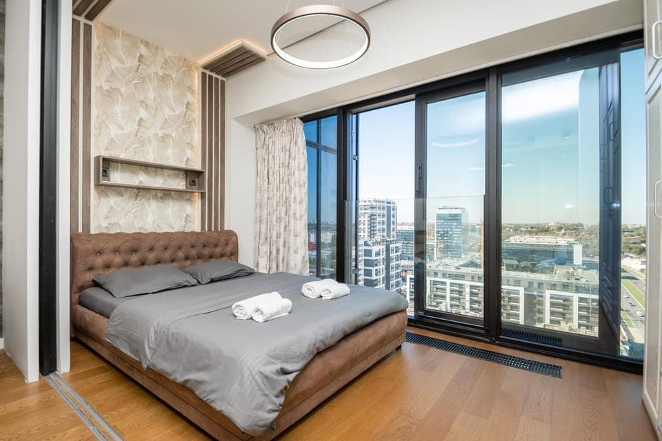 Bed, Balcony/Terrace, towels, air conditioner