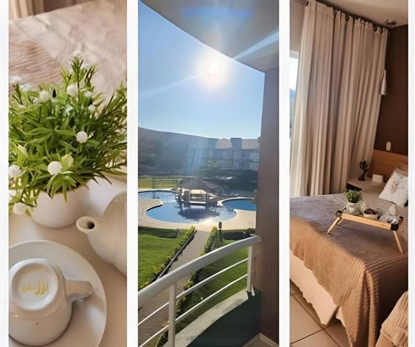 Bed, Natural landscape, Bedroom, Pool view, Swimming pool