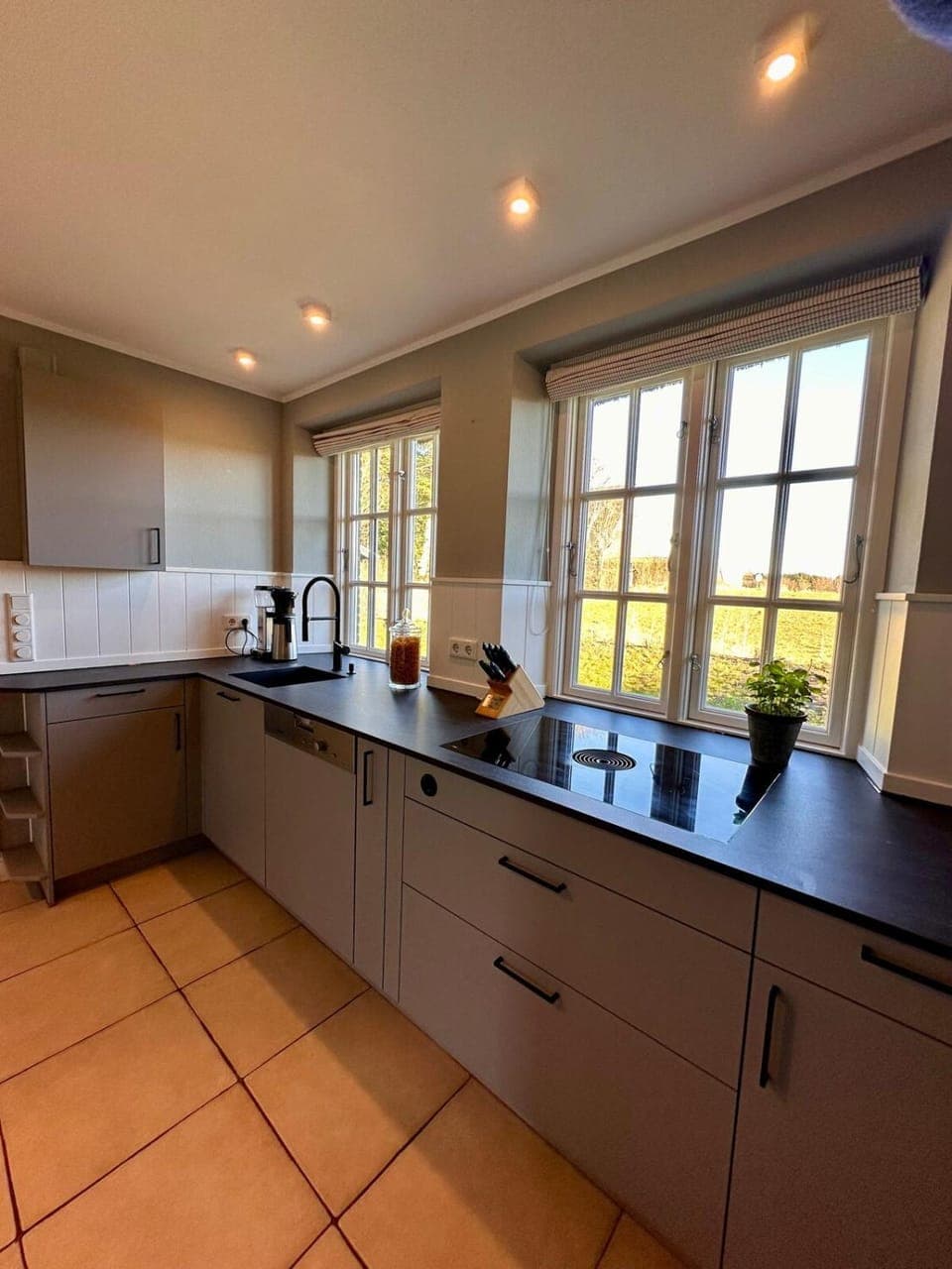 Kitchen or kitchenette, dishwasher, stove