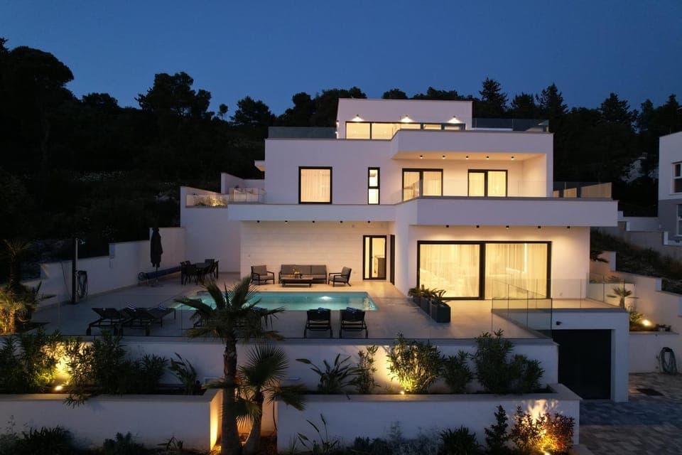 Property building, Night, Pool view