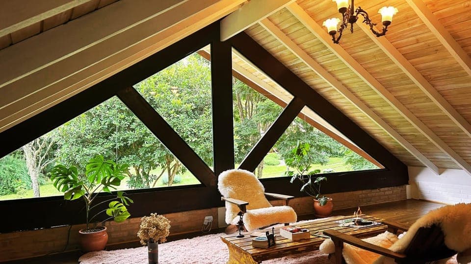 Living room, Seating area, Garden view