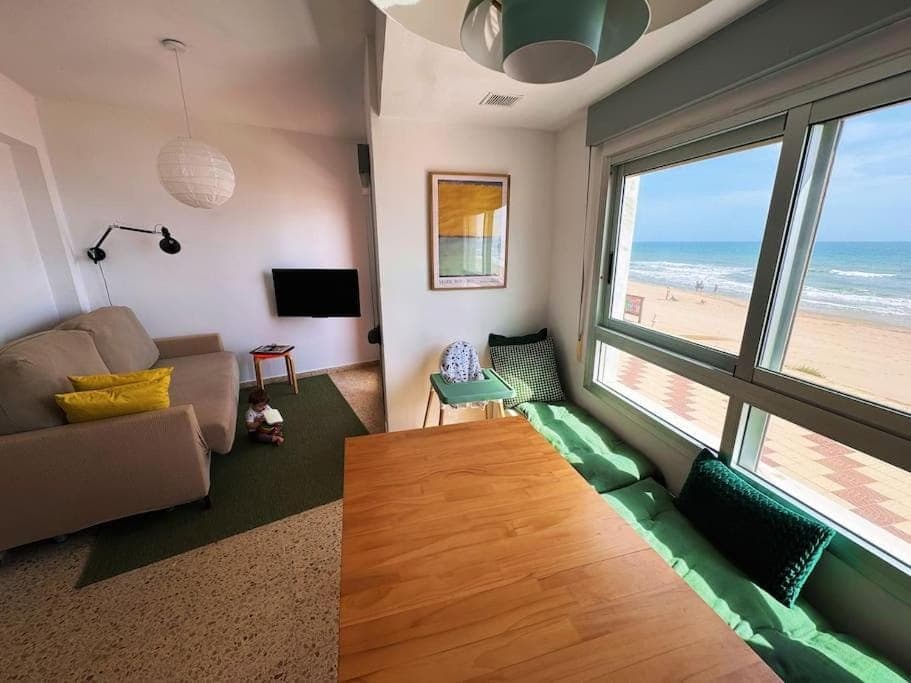 Living room, Seating area, Beach, Sea view