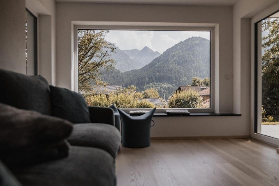 Living room, Seating area, Mountain view