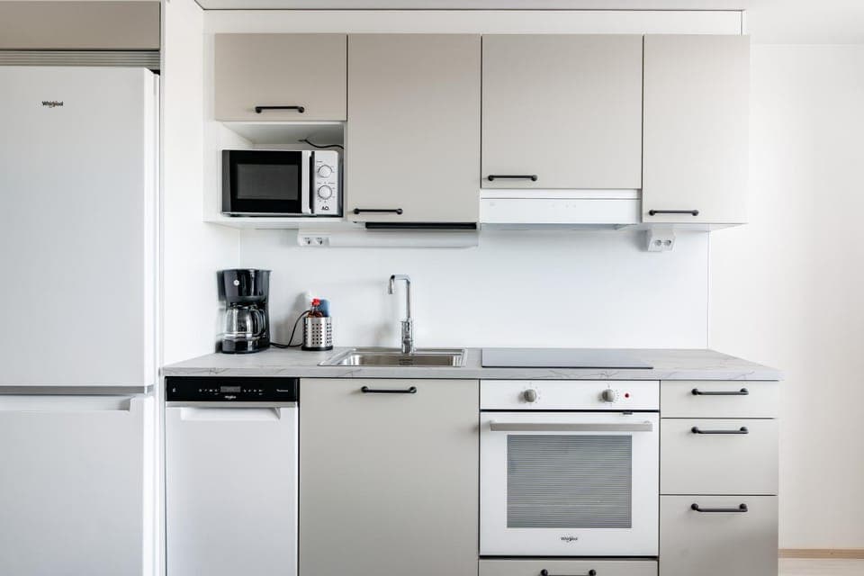 Coffee/tea facilities, Kitchen or kitchenette, dishwasher, oven, stove
