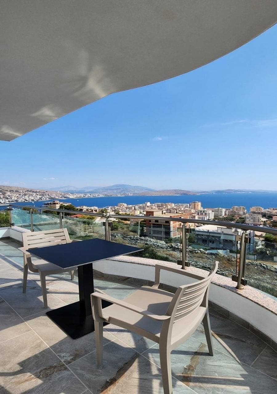 Patio, Day, Natural landscape, View (from property/room), Balcony/Terrace, Living room, Seating area, Dining area, Sea view