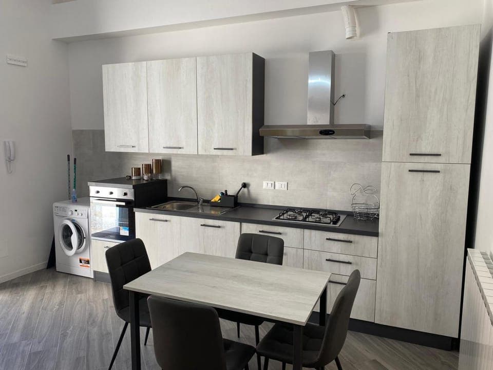 Dining area, dishwasher, stove, washing machine