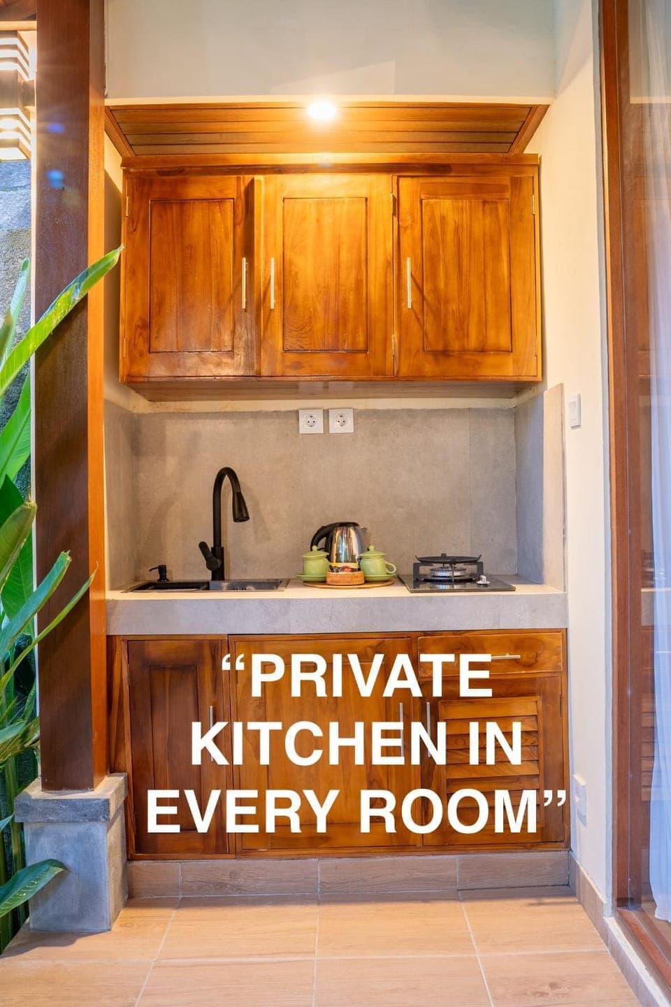 Kitchen or kitchenette, Text overlay