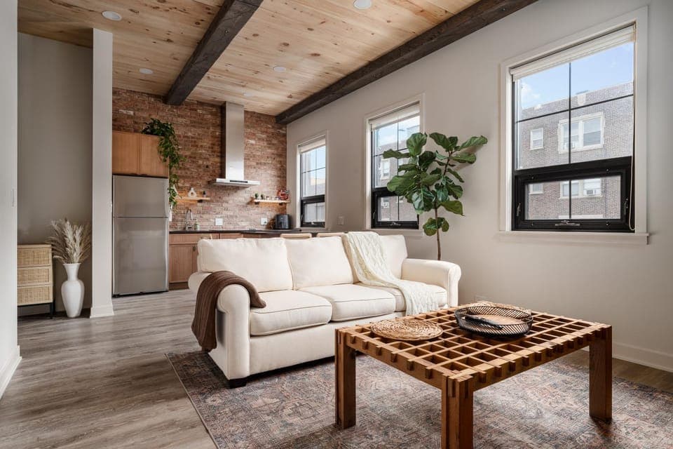 Kitchen or kitchenette, Living room, Seating area