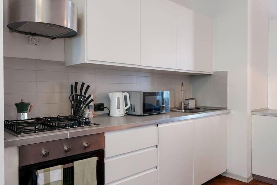 Kitchen or kitchenette, dishwasher, stove