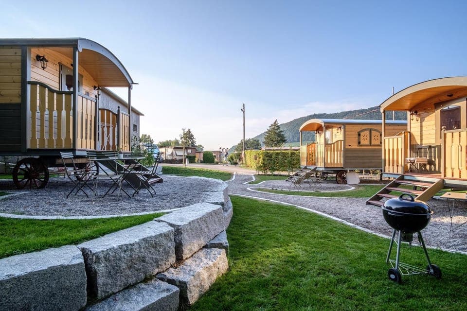 Facade/entrance, Summer, On site, Garden view, Sunset