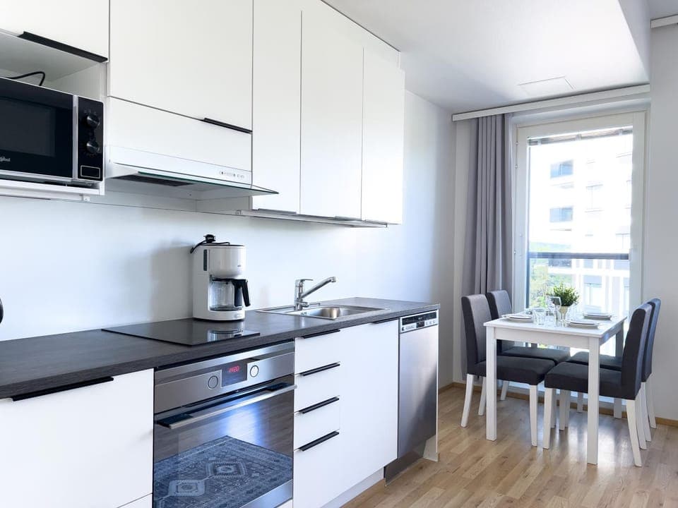 Kitchen or kitchenette, Dining area, dishwasher, oven, stove, toaster