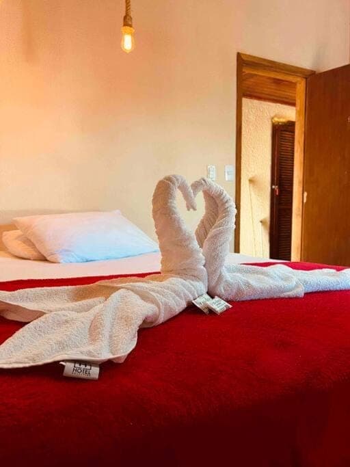 Bed, Photo of the whole room, Bedroom, towels