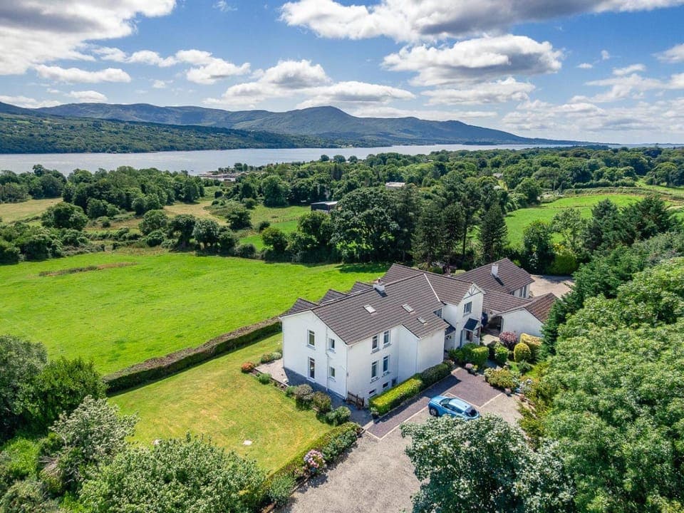 Property building, Natural landscape, Bird's eye view, Mountain view