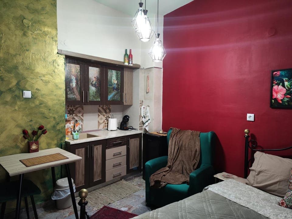 Bed, Kitchen or kitchenette, Living room, Photo of the whole room, Seating area, Dining area, Bedroom