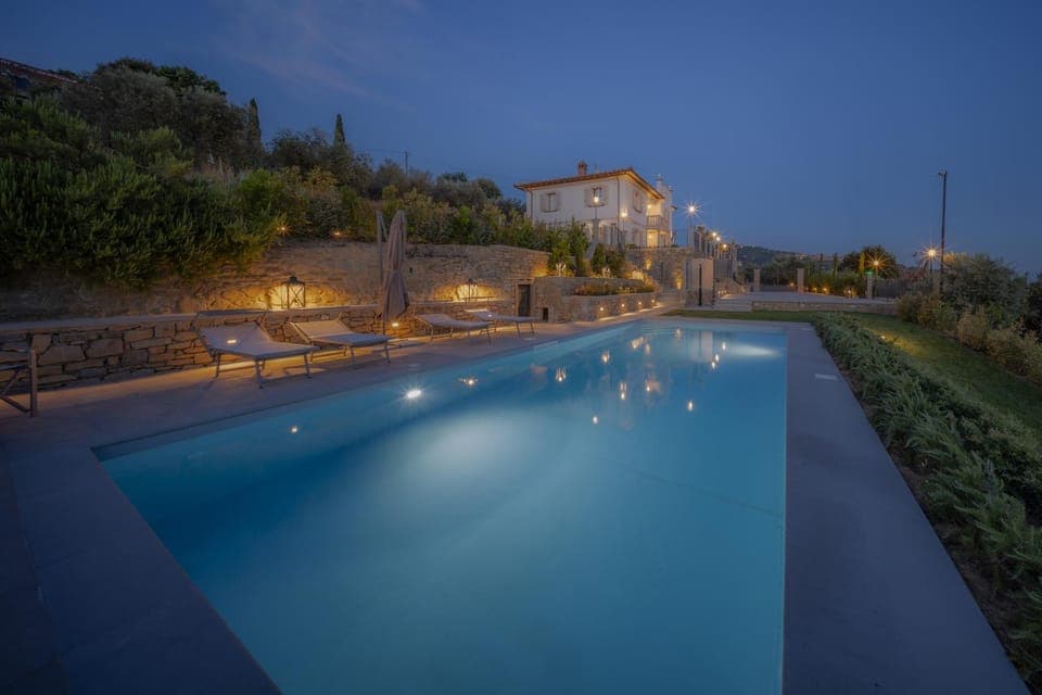 Night, Pool view, Swimming pool