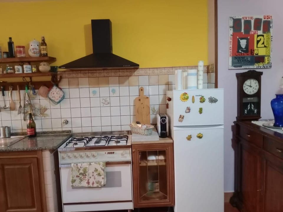 Kitchen or kitchenette, oven, stove