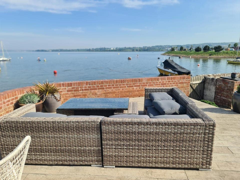Patio, View (from property/room), Seating area, River view
