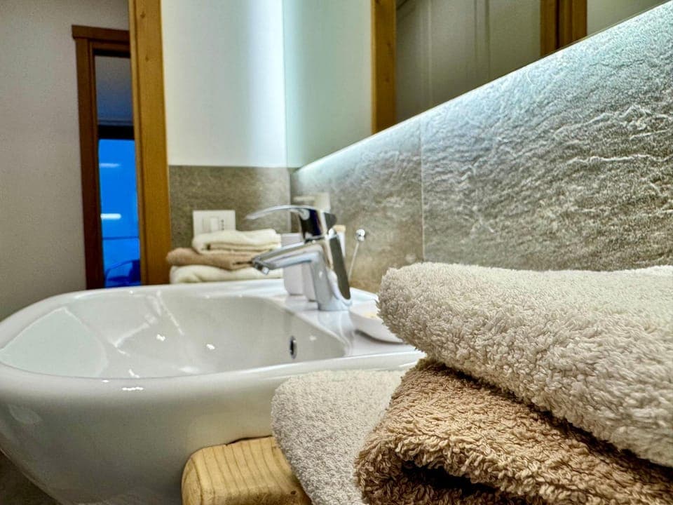 Bathroom, hair dryier, towels