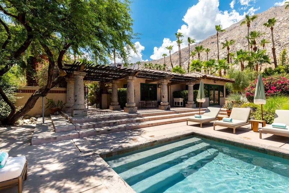 Patio, Natural landscape, Swimming pool, sunbed