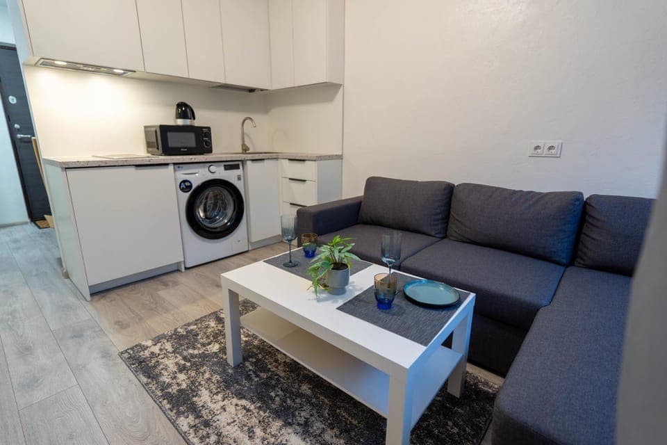 Kitchen or kitchenette, Living room, washing machine