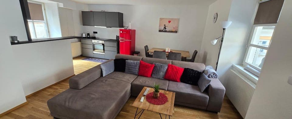 Kitchen or kitchenette, Living room, Dining area