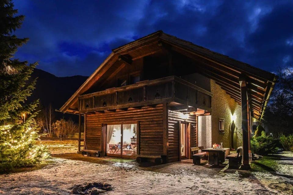 Property building, Night, Garden, Mountain view