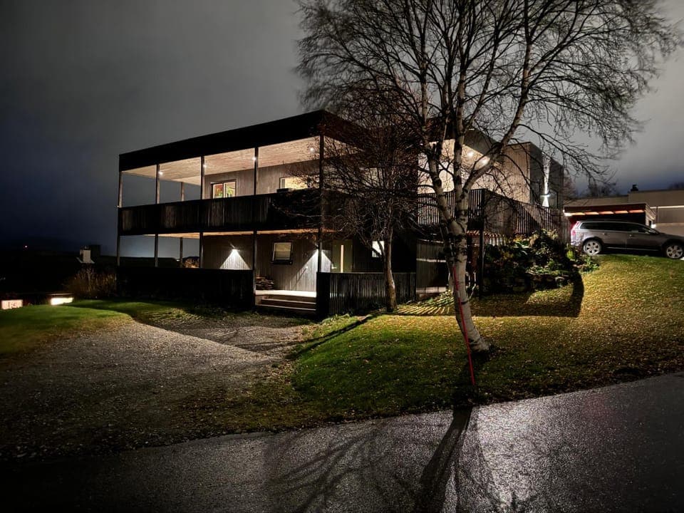 Property building, Night, Garden, Garden view, Parking