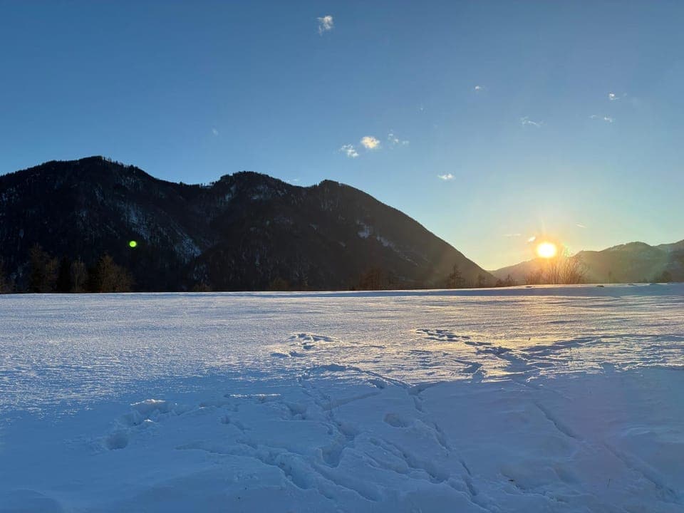 Natural landscape, Winter, Mountain view, Sunrise