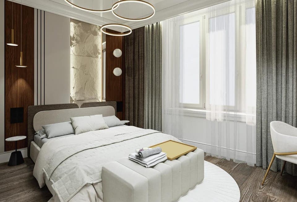 Bed, Living room, Photo of the whole room, Seating area, Bedroom, towels