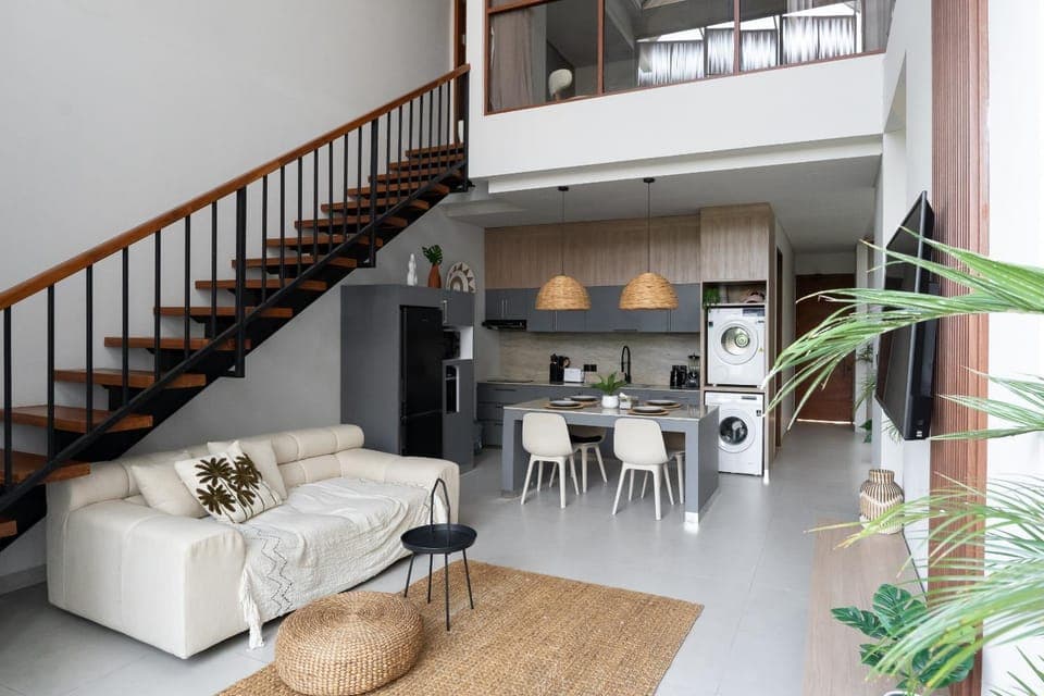 Kitchen or kitchenette, Living room, Dining area