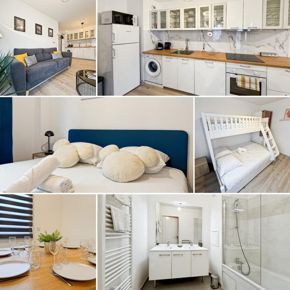 Bed, Kitchen or kitchenette, Living room, Photo of the whole room, Seating area, Dining area, Bedroom, oven, towels, washing machine