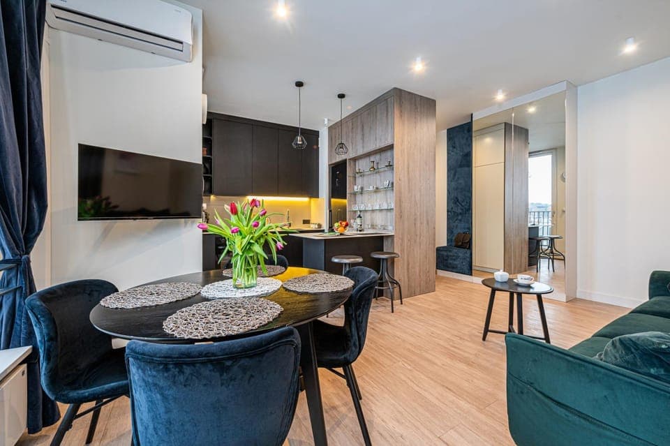 TV and multimedia, Kitchen or kitchenette, Living room, Seating area, Dining area, Evening entertainment, air conditioner