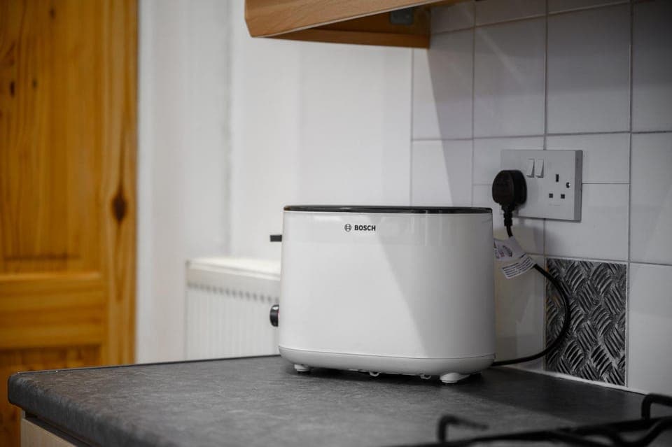 Kitchen or kitchenette, toaster