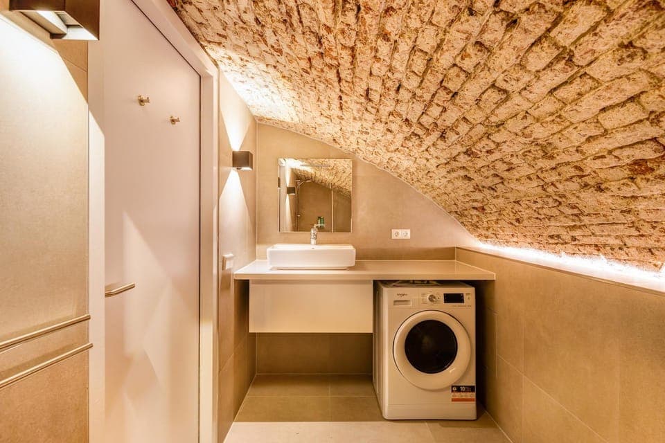 Bathroom, washing machine, dryer