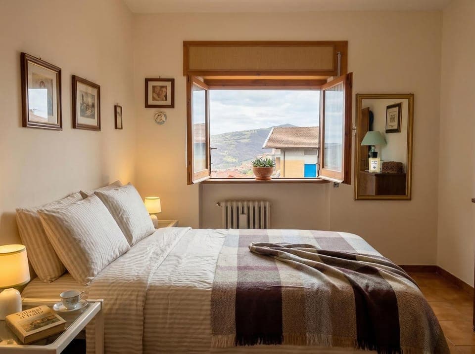 Bed, Photo of the whole room, Bedroom, Mountain view