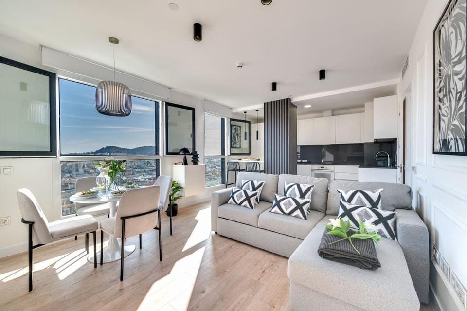 Kitchen or kitchenette, Living room, Dining area