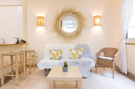 Bed, Living room, Dining area