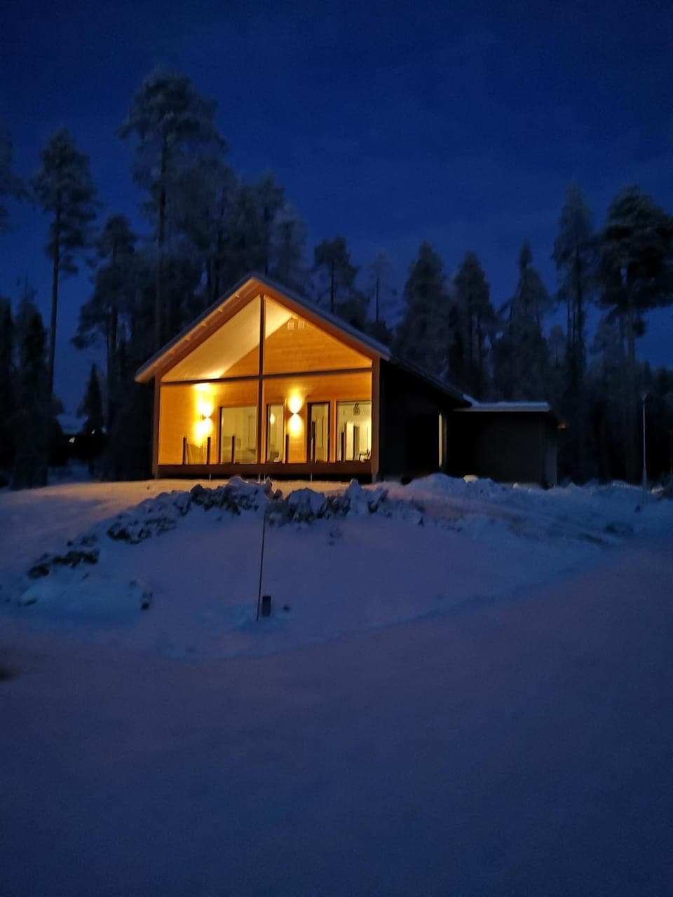 Property building, Night, Winter