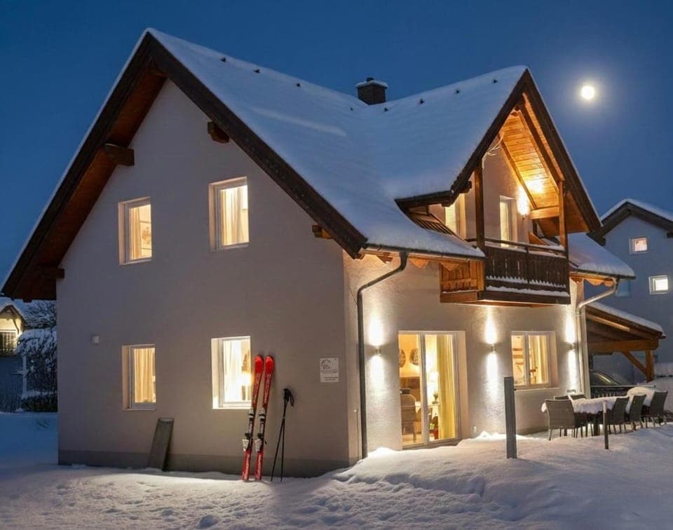 Property building, Night, Winter