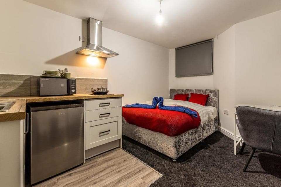 Bed, Kitchen or kitchenette, Photo of the whole room, Bedroom, oven, stove