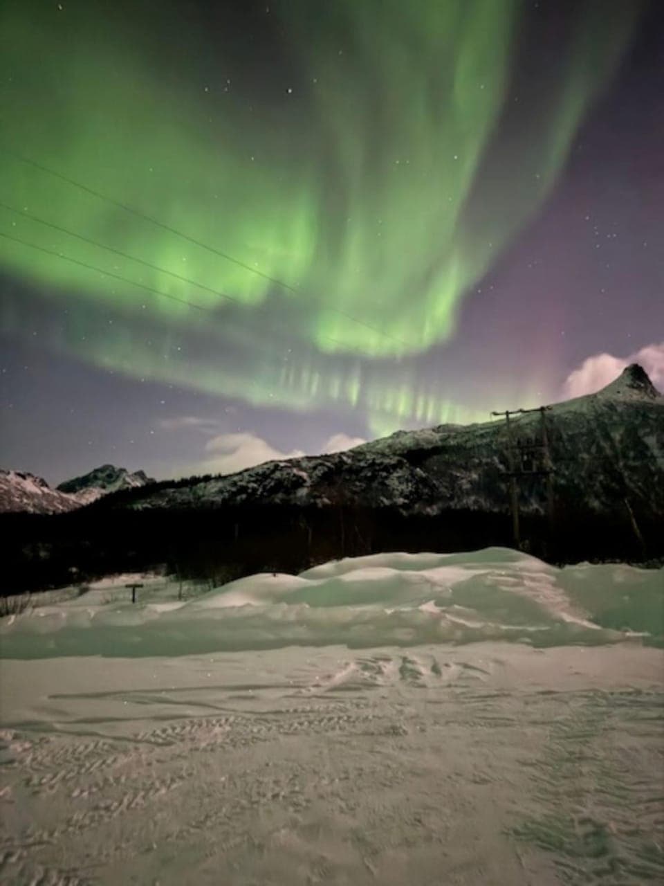 Nearby landmark, Night, Winter, Mountain view
