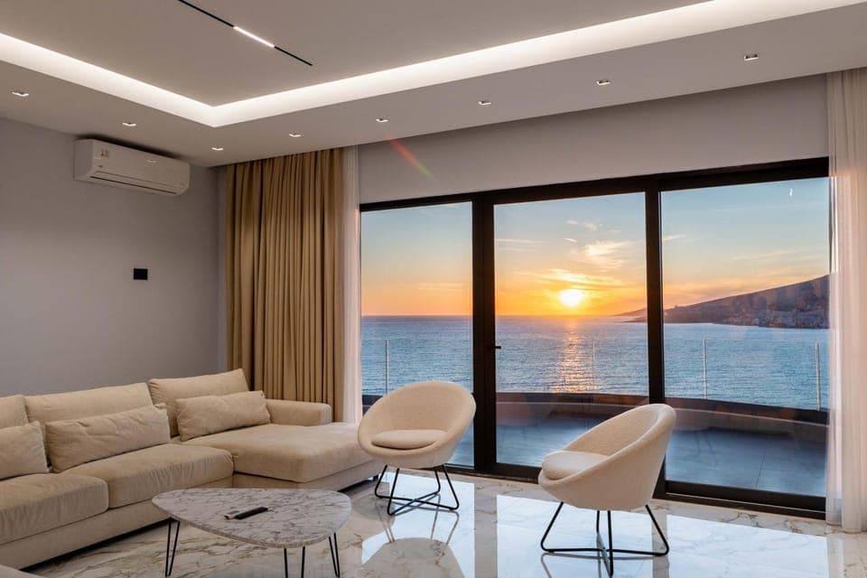 Living room, Seating area, Sea view