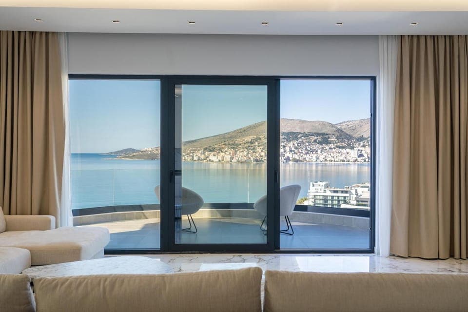 Living room, Seating area, Sea view