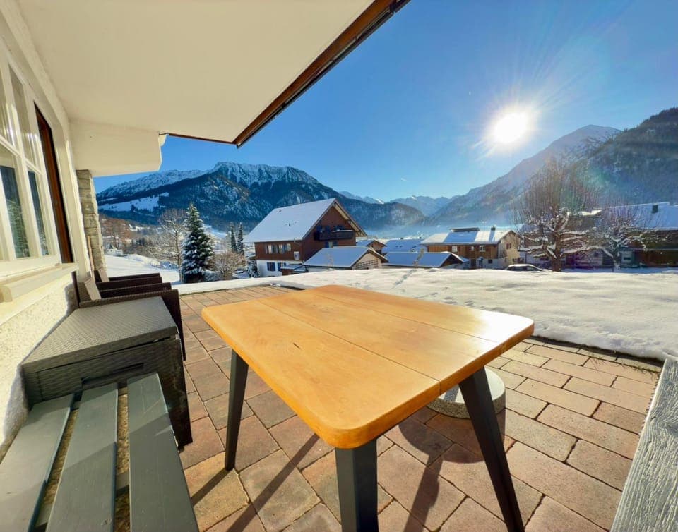 Natural landscape, Winter, Dining area, Mountain view