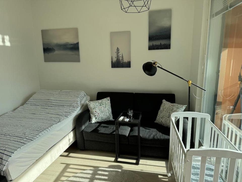 Bed, Living room, Photo of the whole room, Seating area, Bedroom