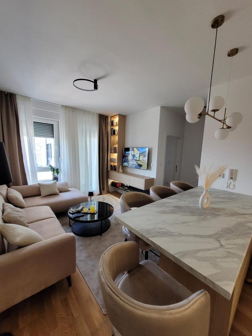 Living room, Seating area, Dining area